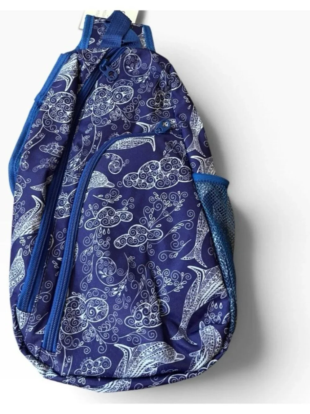 The Dottie Dot Dot Adjustable Sling Bag Purple Dolphin Ocean Crossbody Bag NWT